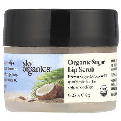 Sky Organics  Organic Sugar Lip Scrub  Brown Sugar & Coconut Oil  0.25 oz (8 g)