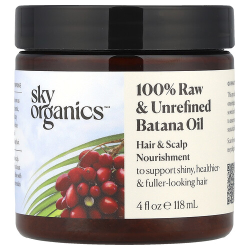 Sky Organics 100% Raw & Unrefined Batana Oil, Hair & Scalp Nourishment, 4 fl oz (118 ml)