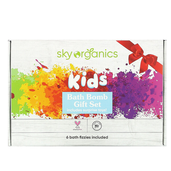 Sky Organics, Kids Bath Bomb Gift Set, 6 Bath Fizzies