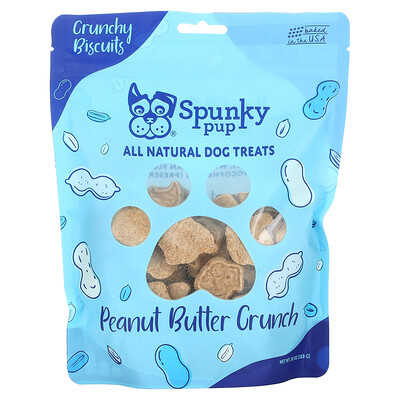 Spunky Pup  All Natural Dog Treats  Crunchy Biscuits  Peanut Butter Crunch   10 oz (283 g)