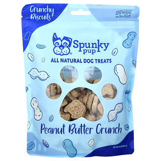 Spunky Pup, 100% 천연 도그 트리츠, 크런치 비스킷, 피넛 버터 크런치, 283g(10oz)