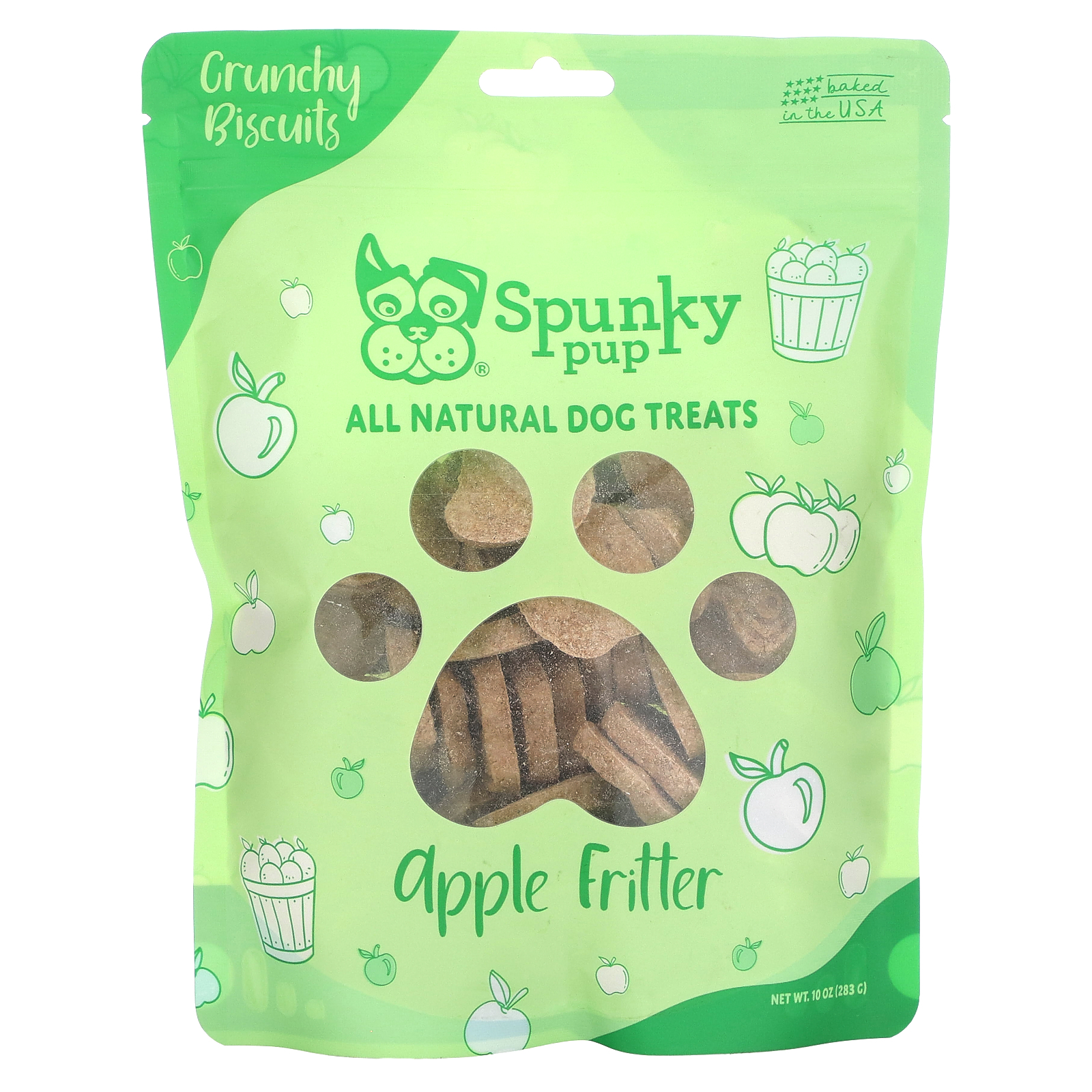 All Natural Dog Treats, Crunchy Biscuits, Apple Fritter , 10