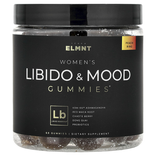 TERRA ELMNT, Women's Libido & Mood Fruchtgummis, Pfirsichring, 60 Fruchtgummis