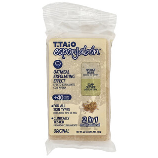T. Taio, Barra de jabón con esponja en el interior, Avena, 120 g (4,2 oz)