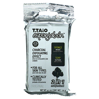 T. Taio, 木炭潔面皂海綿，4.2 盎司（120 克）