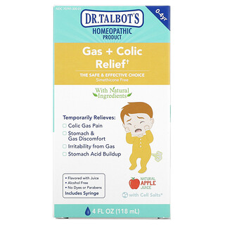 Dr. Talbot's, Gas + Colic Relief, 0-4 yr, Natural Apple Juice, 4 fl oz (118 ml)