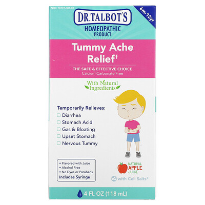 

Dr. Talbot's Tummy Ache Relief 6 m -12 yr Natural Apple Juice Flavor 4 fl oz (118 ml)