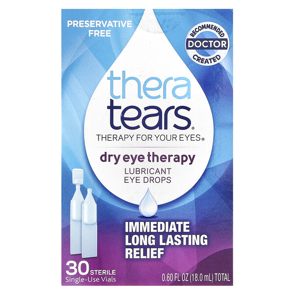 TheraTears Dry Eye Therapy, Lubricant Eye Drops, 30 Sterile Single-Use Vials