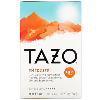 Tazo Teas, エナジャイズ、緑茶、ティーバッグ20包、48g（1.69オンス）