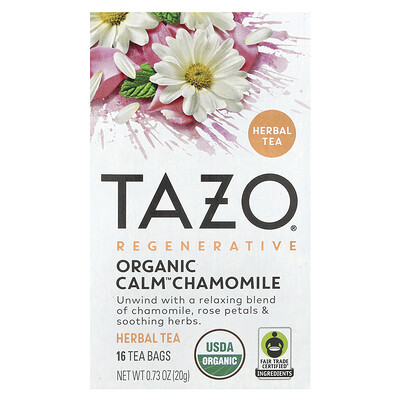 TAZO  Regenerative  Herbal Tea  Organic Calm Chamomile  Caffeine Free  16 Tea Bags  0.73 oz (20 g)