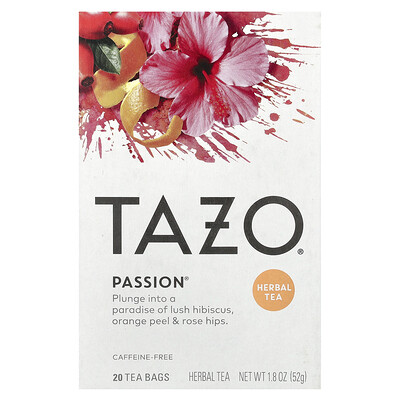 TAZO  Herbal Tea  Passion  Caffeine-Free  20 Tea Bags  1.8 oz (52 g)
