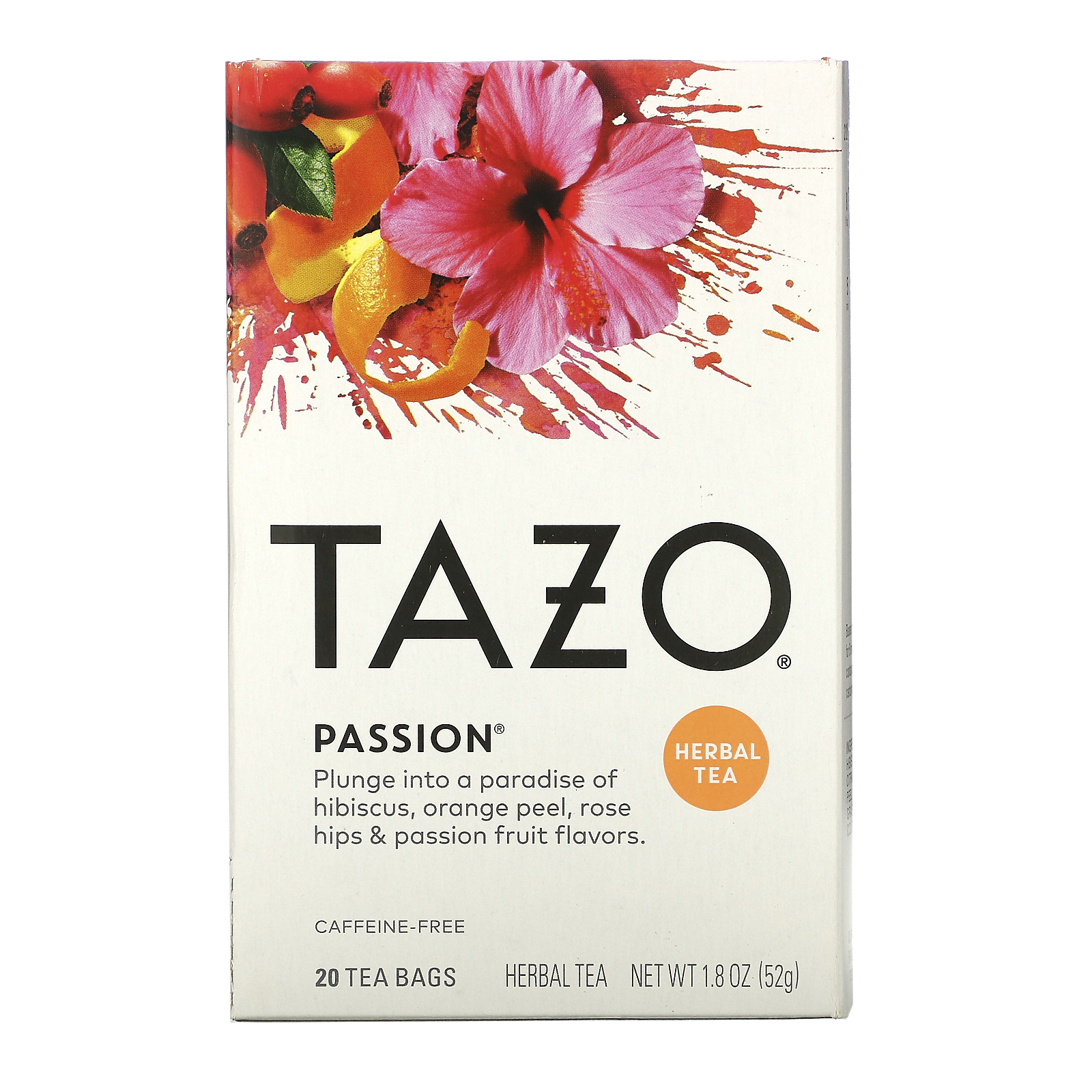 Tazo Teas, ハーブティー、パッション、ノンカフェイン、ティーバッグ20個、52g（1.8オンス） - academy