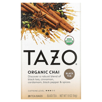 

Tazo Teas, Organic Chai, Black Tea, 20 Tea Bags, 1.9 oz (54 g)