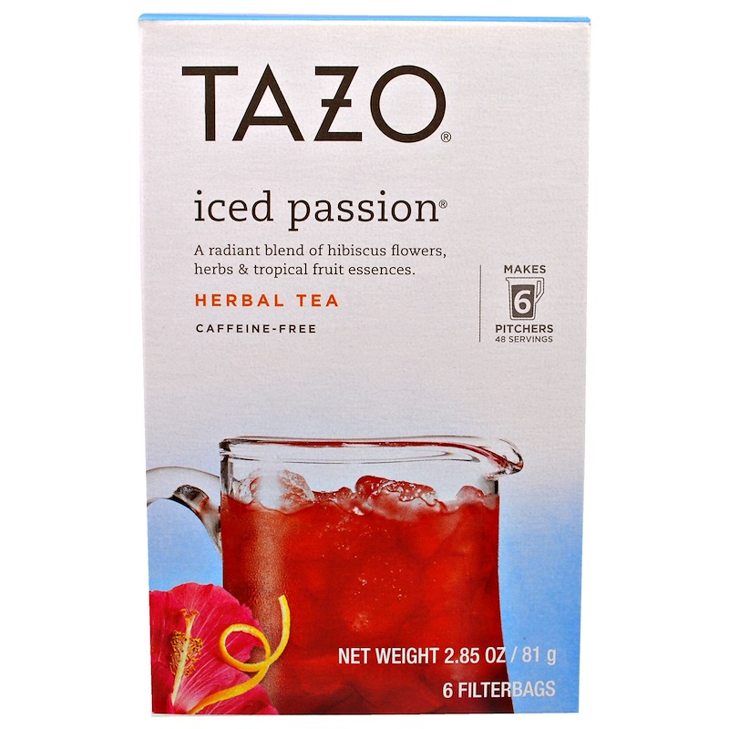 Tazo Teas, Tazo, Iced Passion Herbal Tea , 6 Filterbags, 2.85 oz (81 g