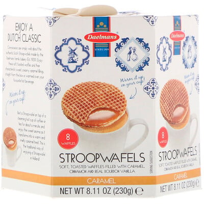 Daelmans Stroopwafels, Large Hex Box, Caramel, 8 Waffles, 8.11 oz (230 g)