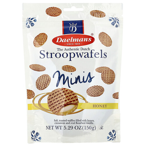 Daelmans, Mini Stroopwafels, Honey, 5.29 oz (150 g)
