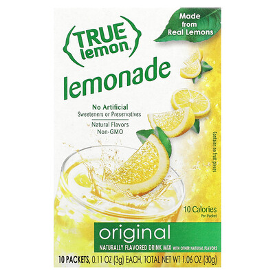 True Citrus True Lemon, лимонад с оригинальным вкусом, 10 пакетиков, 30 г  - купить со скидкой