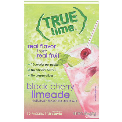 True Citrus Настоящий лайм, лаймад из черной вишни, 10 пакетиков, 1,06 унц. (30 г)