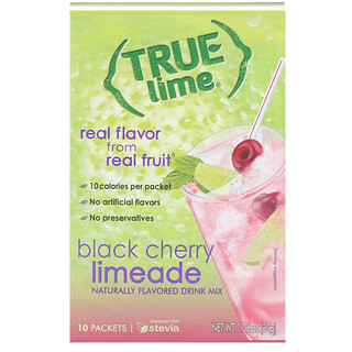 True Citrus, True Lime，黑櫻桃酸橙飲品粉，10包，1.06盎司（30克）