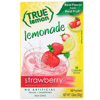 True Citrus, True Lemon，草莓檸檬飲品粉，10包，1.06盎司（30克）