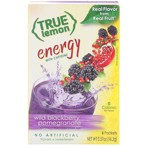 Отзывы о True Citrus, True Lemon, Energy, Wild Blackberry Pomegranate, 6 Packets, 0.57 oz (16.2 g)