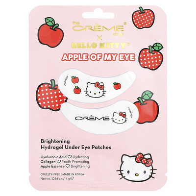 The Creme Shop, Hello Kitty®, Apple Of My Eye, Parches de hidrogel iluminador para debajo de los ojos, 4 g (0,14 oz)