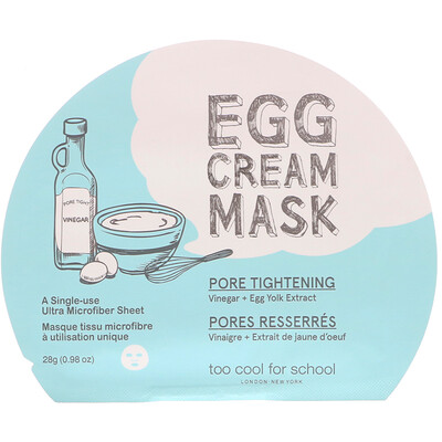 Купить Too Cool for School Egg Cream, маска для сужения пор, 1 шт., 28 г (0, 98 унции)