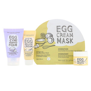 Too Cool for School, Mini-coffret de produits essentiels aux œufs pour la peau, Coffret de 4 produits 