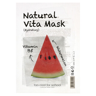 Too Cool for School, Natural Vita Beauty Mask (Hydrating) with Vitamin B5 & Watermelon, 1 Sheet, 0.77 fl oz (23 ml)
