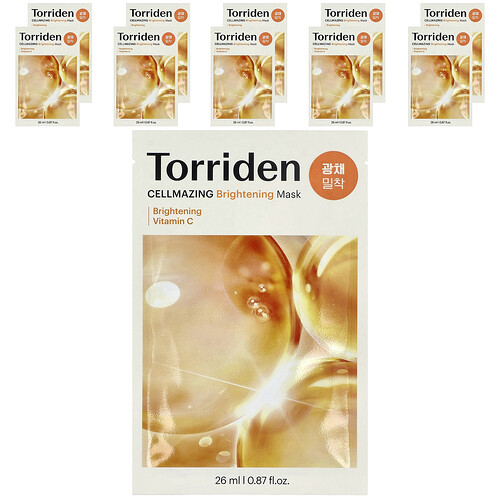 Torriden, Cellmazing Brightening Beauty Mask, 10 Blatt-Masken, je 26 ml
