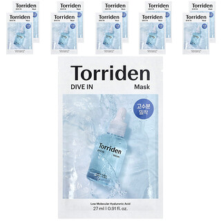 Torriden, Mascarilla Dive In Beauty, 10 mascarillas, 27 ml (0,91 oz. líq.) cada una.