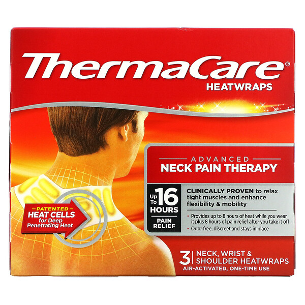 ThermaCare‏, Advanced Neck Pain Therapy, ‏3 יריעות חימום לצוואר, לפרק היד והכתפיים.