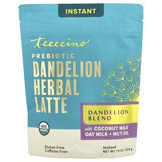 Teeccino‏, שן הארי אינסטנט פרה-ביוטי לאטה צמחי, תערובת שן הארי, ללא קפאין, 224 גרם (7.9 אונקיות)
