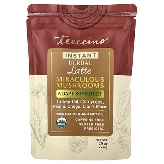 Teeccino, Latte herbal instantáneo, Hongos milagrosos, Sin cafeína, 224 g (7,9 oz)
