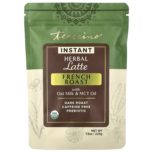 Teeccino Instant Herbal Latte, French Roast, Dark Roast, Caffeine Free, 7.9 oz (224 g)