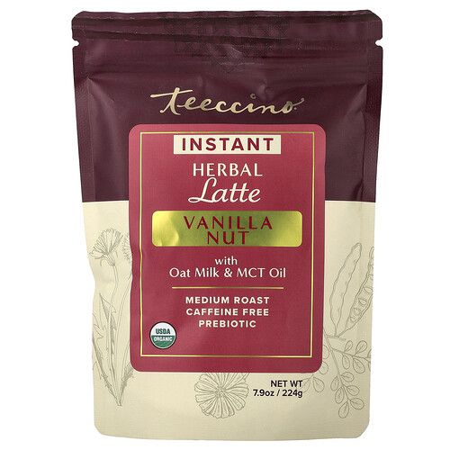 Teeccino Instant Herbal Latte, Vanilla Nut, Medium Roast, Caffeine Free, 7.9 oz (224 g)
