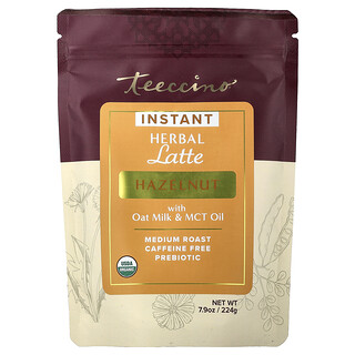 Teeccino, Instant urtelatte, hasselnøtt, medium ristet, koffeinfri, 224 g