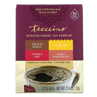 Teeccino, 焙烤草本茶試用裝，4 種口味，無咖啡萃取，12 茶包，2.54 盎司（72 克）