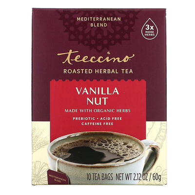 Купить Teeccino Roasted Herbal Tea, Vanilla Nut, Caffeine Free, 10 Tea Bags, 2.12 oz (60 g)
