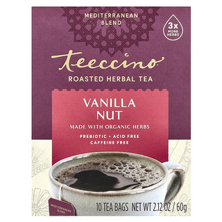 Teeccino, Roasted Herbal Tea, gerösteter Kräutertee, Vanille-Nuss, koffeinfrei, 10 Teebeutel, 60 g (2,12 oz.)