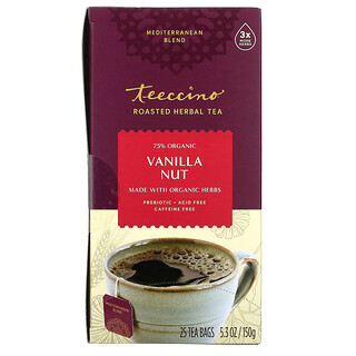 Teeccino, شاي الأعشاب المحمصة، نكهة البندق والفانيليا، خالٍ من الكافيين، 25 كيس شاي، 5.3 أونصة (150 جم)