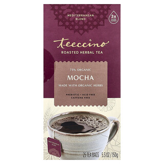 Teeccino, Geroosterde kruidenthee, mokka, cafeïnevrij, 25 theezakjes, 5.3 oz (150 g)