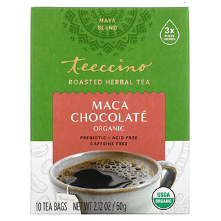Teeccino, 有机烘焙草本茶，玛卡巧克力，无因，10 包茶包，2.12 盎司（60 克）