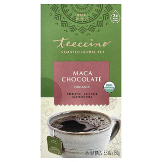 Teeccino, Tisane torréfiée biologique, Maca au chocolat, Sans caféine, 25 sachets de thé, 150 g