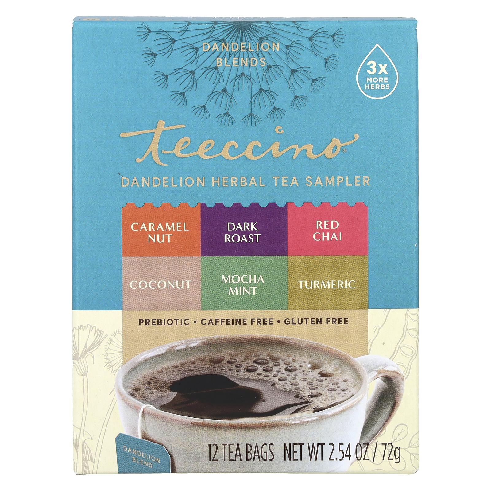 タンポポ ハーブティー サンプラー、6種類類のフレーバー、カフェイン