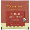 Teeccino‏, Mushroom Herbal Tea, Organic Reishi Eleuthero, French Roast, Caffeine Free, 10 Tea Bags, 2.12 oz (60 g)