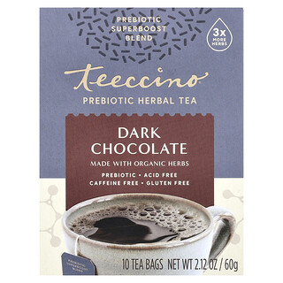 Teeccino, 프리바이오틱 허브차, 유기농 다크 초콜릿, 카페인 무함유, 티백 10개, 60g(2.12oz)