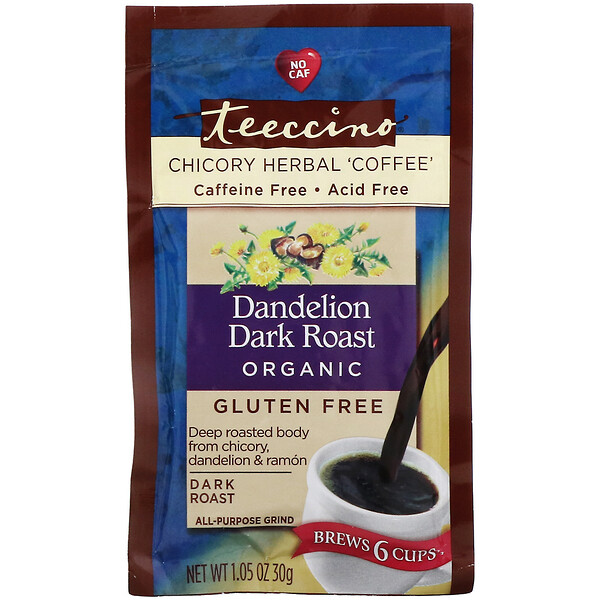 Teeccino, Organic Chicory Herbal 'Coffee', Dandelion Dark Roast
