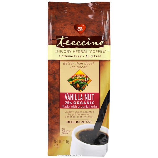 Teeccino, Chicory Herbal Coffee, Medium Roast, Caffeine Free, Vanilla