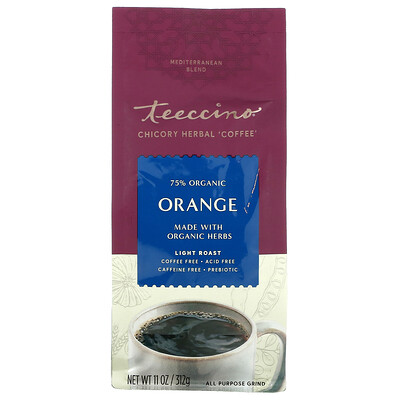 Teeccino травяной кофе из цикория, апельсин, легкая обжарка, без кофеина, 312 г (11 унций)